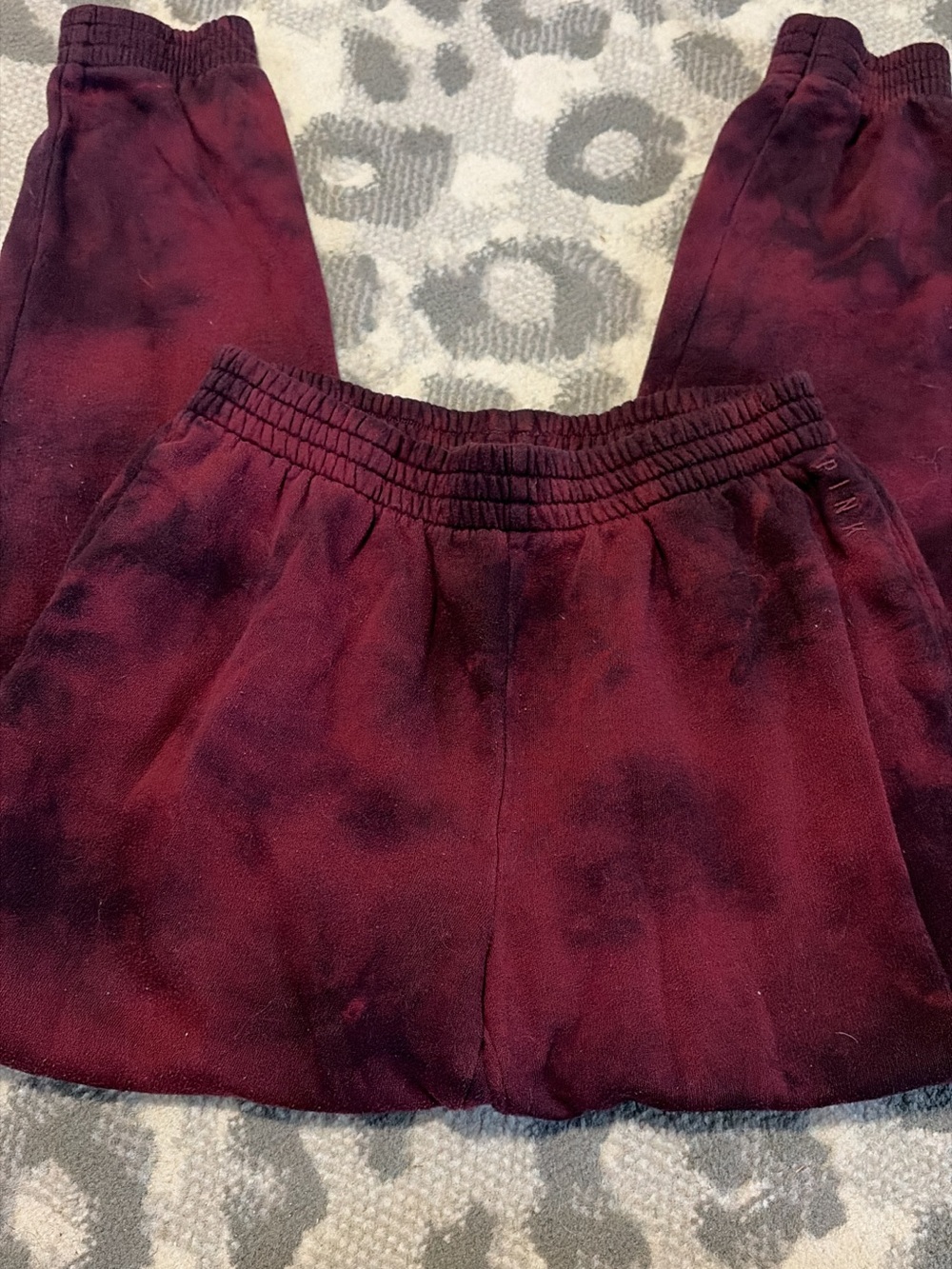 PINK Victorias Secret Tie-Dye Burgundy Lounge Pants